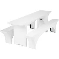 Gräfenstayn Hussen-Set Biertischhussen Bierzeltgarnitur 50cm 70cm, Biertischhussen-Set 3 tlg Bierzeltgarnitur 50cm oder 70cm breite