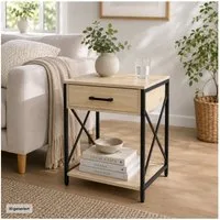 HTI-Living Beistelltisch Cedrik mit Schublade Artisaneiche-Schwarz (Stück, 1-St., 1 Beistelltisch)