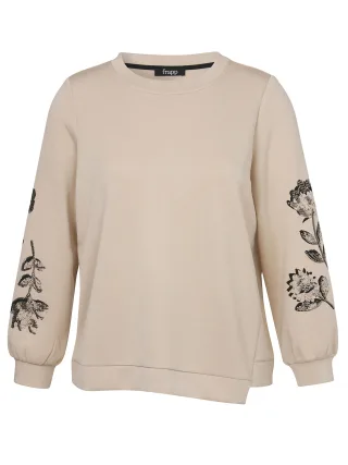 Frapp - Sweatshirt Rundhals 1/1 Arm Stickerei bisquit / black - Gr. - 50