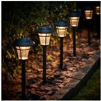 Lights4fun LED Gartenleuchte 6er Set Richmond Solar Stableuchten