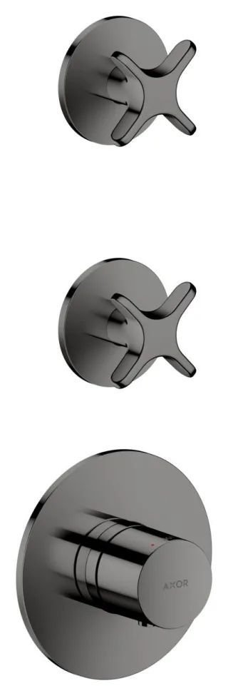 Hansgrohe Thermostatmodul Unterputz AXOR One für 2 Verbraucher mit Kreuzgriff polished black chrome 48712330