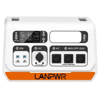 [EU Direct] LANPWR 2200PRO 2048Wh 2200W Portable Power Station 4x180W Solar Panels Balcony Solar System 6000 Cycles with