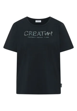 Cecil - T-Shirt mit Glitzerprint grün - Gr. - S