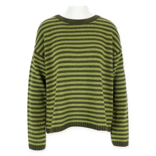 Halsüberkopf Accessoires - Pullover Rundhals Streifen khaki - Gr. - S