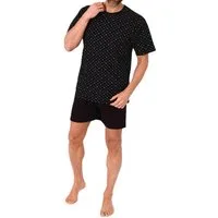 Normann Pyjama Normann Herren Pyjama kurzarm Shorty in edler Minimal Print Optik