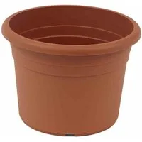 GARDAMO Pflanzkübel Topf CILINDRO 15 cm terracotta Rund Kunststoffgefäß mit Bodenlöchern