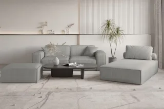 Polstermöbel Set 3-teilig CELES PREMIUM in Stoff Scala Grau