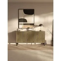 Selsey Sideboard TELIRE, 3 Türen, 3 Schubladen mit Push-to-Open, Lamellenfront, Metallfüße