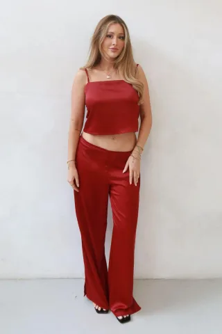 Ana Quadratkragen Satin-Top