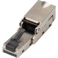 CAT.6a Feldstecker abwinkelbar, STP mit Staubschutzkappe silber, 1 Stück