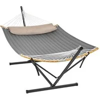 SONGMICS Hängematte, mit Gestell, Kissen, bis 200 kg belastbar, 200 x 140 cm (L x B)