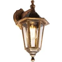 Qazqa Gartenleuchte New haven, ohne Leuchtmittel, Warmweiß, QAZQA Laterne außen, e27, Gold, Kunststoff, classic-antique