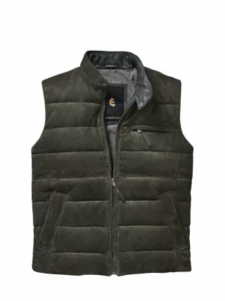 Mey & Edlich Herren Fusion-Lederweste Grün Obermaterial: Ziegenveloursleder