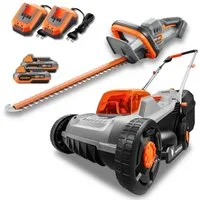 FUXTEC Akkurasenmäher FX-E1RM20ECO/HS20-SL, 30 cm Schnittbreite, 20V Wechselakku, Akku Rasenmäher & Heckenschere SET