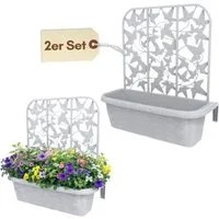 GarPet Blumenkasten 2er Set Blumenkasten Balkon Balkonkasten mit Spalier Wasserspeicher