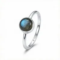 mantraroma Silberring SAMA rund aus 925 Silber mit Labradorit (Ring mit Schmuckbeutel), Damenring aus 925er Silber