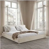 IDIMEX Polsterbett LATINI, Bett 160x200 cm mit Kopfteil höhenverstellbar und Lattenrost Cremeweiß