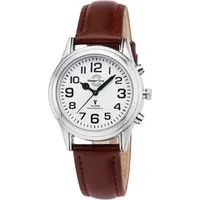 MASTER TIME Funkuhr MTLA-10807-12L, Sprechende Damen- mit Lederband