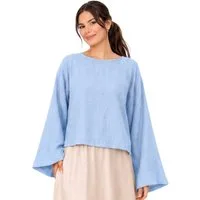 WENOR Schlupfbluse Damen Musselin Einheitsgröße – Oversize Sommerbluse 36-40 weite Fledermausärmel, luftig & locker – Baumwoll-Layering Sommerbluse