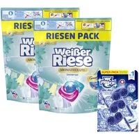 Weißer Riese Universal Trio-Caps & WC FRISCH Kraft-Aktiv Vollwaschmittel (Set, [120-St. 1x 120 WL + 1x 150 g Waschmittel und Toilettenstein)