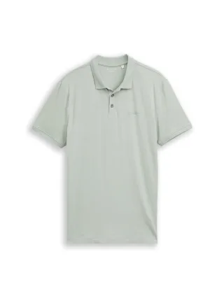Tom Tailor - Fitted Poloshirt mit Logo-Print soft greyish green - Gr. - XXL