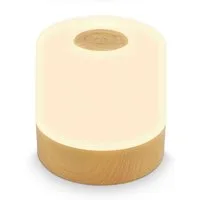 B.K.Licht Außen-Tischleuchte BK_TL1589 Akku LED Tischlampe, 3-Stufen Touchdimmer, mit USB, Dimmfunktion, LED fest integriert, Extra-Warmweiß, 2.700 K, 150 Lm, 2W, integrierte Batterie, IP44, 7x7 cm, Holzfarben