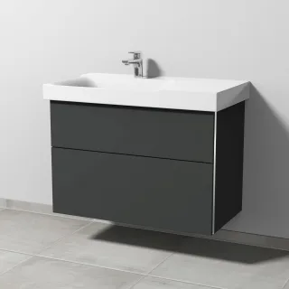 Sanipa 3way Waschtischunterbau zu Geberit Xeno2 Waschtisch mit 2 Auszügen, Graphit-Matt BP6621B