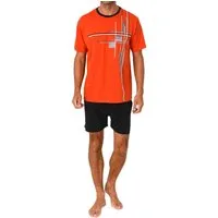 Normann Pyjama Normann Herren kurzarm Schlafanzug Shorty Pyjama mit edlen Frontprint