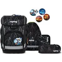 ergobag Schulranzen Schulranzen-Set CUBO LIGHT Super ReflektBär 5-teilig, 25/26 (5-teilig), Superleicht, Hugging-Rückensystem, für kleine/schmale Kinder