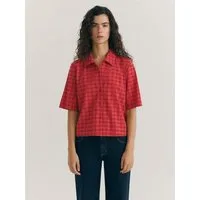 Thinking Mu Kurzarmbluse Checks Seersucker Ane Blouse
