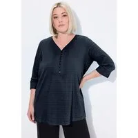 Ulla Popken Tunika Bubble-Tunika Biesen Herzausschnitt 3/4-Arm