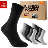 sockenkauf24 Businesssocken Premium Socken mit Komfortbund Herren & Damen Business Socken (Grau/Anthrazit/Schw, 10-Paar, 47-50) aus gekämmter Baumwolle mit Pique-Bund, ohne Naht