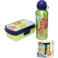 Kids Euroswan Lunchbox Jungle Friends 2 tlg Kinder Lunch Set Brotdose Alu Trinkflasche 500 ml, Kunststoff Alu, (2-tlg)