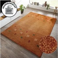THEKO Wollteppich Gabbeh Motiv, Handgefertigt, Teppich, Tiermotiv, reine Wolle, rechteckig, Höhe: 14 mm, reine Wolle, Wohnzimmer, Schlafzimmer, Esszimmer