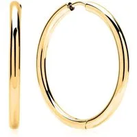 Unique Paar Creolen Schlicht aus Edelstahl in Gold 3 cm Durchmesser E5116-30