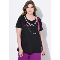 MIAMODA T-Shirt T-Shirt A-Linie abnehmbare Zierperlen-Ketten