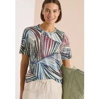 CECIL Kurzarmshirt Sommershirt im Ausbrenner-Look mit Print