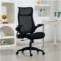HOMCOM Bürostuhl Schreibtischstuhl mit Netzstoff-Rückenlehne (Drehstuhl, 1 St), für Arbeitszimmer, Büro, Schwarz