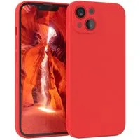 EAZY CASE Handyhülle für Apple iPhone 13 Hülle Silikon 6,1 Zoll, Silikon Schutzhülle mit Kameraschutz stoßfest handycover elastisch Rot