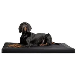 Tierlando CARLOS Velours-Kunstleder Hundematratze schwarz 80 cm, 6 cm, 60 cm