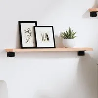 furnicato Wandregal aus massivem Eichenholz 60 x 10 x 2 cm mittelbraun, 1-tlg., Handgefertigtes Wandboard mit Naturkante als Ablage im Badezimmer