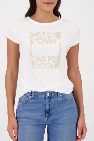 monari - T-Shirt mit Schriftzug off-white - Gr. - 46