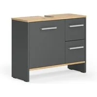 Vicco Waschbeckenunterschrank Karli, Anthrazit/Goldkraft Eiche, 70.2 x 57 cm mit 2 Schubladen und... (1-St)