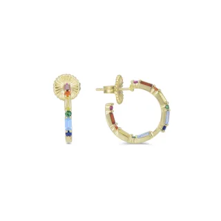 Luxenter Sterling Silber 925 Ohrringe mit Multicolour Zirkonia in 18K Gelbgold - Hinnar
