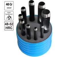S&R Lochzange Locheisen-Set 3-14 mm in Dose, Lochstanzer Stanzer, Set 9-tlg., 3mm - 4mm - 5mm - 6mm - 7mm - 8mm - 10mm - 12mm - 14 mm, Locheisensatz Formlocheisen