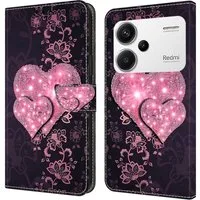 CLM-Tech Handytasche für Xiaomi Redmi Note 13 Pro Plus 5G Hülle aus Kunstleder Klapphülle (rosa Herzen, Handyhülle mit Standfunktion - Wallet Flip Case inklusive Kartenfächer), - Cover mit Magnetverschluss - Redmi Note 13 Pro+ 5G Schutzhülle