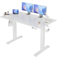 Claiks Schreibtisch Höhenverstellbarer elektrisch Schreibtisch, Steh-Sitz Tisch (1-St), mit 2 Haken und 3 Memory-Funktion, 120x60cm, Weiß