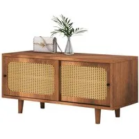 HAUSS SPOLE Sideboard Schuhschrank Rattan Schuhschrank mit 2 Türen (mit 2 Türen mit verstellbare Ablage Walnussfarbe formschöner Schuhschrank, 1 St., Für Flur, Wohn- und Schlafzimmer), 104x40x48 cm