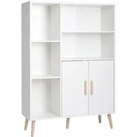 Mondeer Kommode Sideboard, Lagerschrank mit 2 Türen und 5 Fächern,Holz