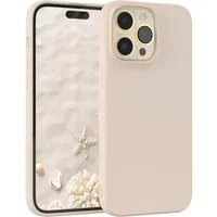 EAZY CASE Handyhülle für Apple iPhone 14 Pro Max Hülle Silikon 6,7 Zoll, Bumper Case Matt Slimcover Silikonschutzhülle elastisch Taupe / Beige